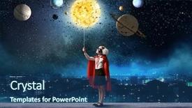  Presentation with school and community - Presentation consisting of school age exploring space system background and a ocean colored foreground