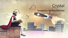  Presentation with super girl - Cool new presentation theme with school age wearing super backdrop and a coral colored foreground