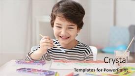  Presentation with fit and cute - Theme enhanced with school album - cute little boy painting background and a soft green colored foreground