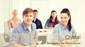  Presentation with school - Slides featuring school and education concept - group background and a  colored foreground