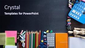  Presentation with blackboard - Presentation design having school-and-office-supplies background and a wine colored foreground