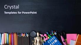  Presentation with blackboard - Colorful presentation theme enhanced with school-and-office-supplies backdrop and a wine colored foreground