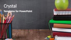  Presentation with front office - Cool new PPT theme with school and office supplies backdrop and a dark gray colored foreground