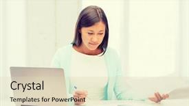  Presentation with education technology - Cool new presentation theme with school annual report - business education and technology concept backdrop and a soft green colored foreground