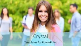  Presentation with students - Slide set enhanced with school assessment - group of students outdoors background and a  colored foreground