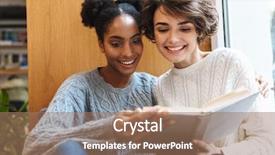  Presentation with students - Cool new slide deck with school assessment - two cheerful young girls students backdrop and a coral colored foreground