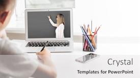  Presentation with home homeschooling - Presentation featuring school-at-home-through-online background and a light gray colored foreground