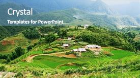  Presentation with village - Presentation design enhanced with school at lao chai village background and a light blue colored foreground