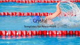  Presentation with swimmer - PPT theme consisting of school athletics meeting - freestyle swimmer background and a light blue colored foreground