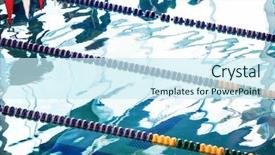  Presentation with colour blocking building blocks - Slide deck enhanced with school athletics meeting - reflection of swimmers background and a cool aqua colored foreground
