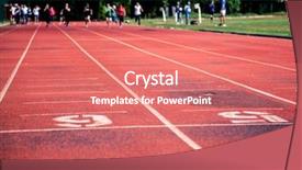  Presentation with runners - Amazing presentation having school athletics meeting - runners approaching the finish line backdrop and a coral colored foreground