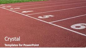  Presentation with athletics - Cool new PPT layouts with school athletics meeting - starting line of a track backdrop and a tawny brown colored foreground