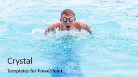  Presentation with stroke - Slide set consisting of school athletics meeting - swimmer swimming the butterfly stroke background and a  colored foreground