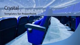  Presentation with school attendance - PPT theme enhanced with school attendance - blue chairs rows in conference background and a light blue colored foreground