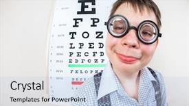  Presentation with doctor office call center - PPT theme consisting of school attendance - person wearing spectacles background and a  colored foreground