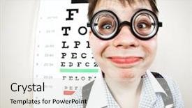  Presentation with doctor office - Slides having school attendance - person wearing spectacles background and a sky blue colored foreground