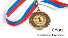  Presentation with awards - Theme consisting of school awards - golden medal isolated on white background and a white colored foreground