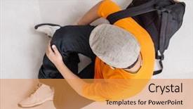  Presentation with cute - Presentation theme with school back ground - cute boy posing at home background and a gold colored foreground