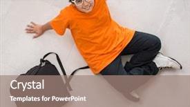  Presentation with energy conservation home - PPT theme with school back ground - cute boy posing at home background and a  colored foreground