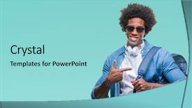  Presentation with filipino american relation - Audience pleasing slide deck consisting of school bag - afro american man wearing headphones backdrop and a  colored foreground