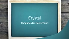  Presentation with wooden board empty table top - Slide set featuring school board on wooden table background and a teal colored foreground