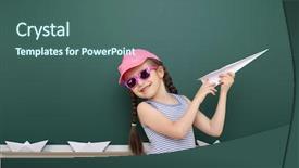  Presentation with boat - Cool new theme with school board with paper plane backdrop and a ocean colored foreground