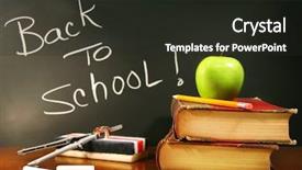  Presentation with school apple - PPT theme consisting of school books with apple background and a wine colored foreground