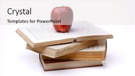  Presentation with stack books - Audience pleasing presentation consisting of school border - apple on a stack backdrop and a white colored foreground