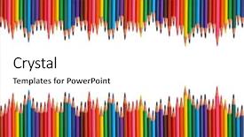  Presentation with colored pencils - Presentation theme consisting of school border - colored pencils isolated on white background and a cool aqua colored foreground