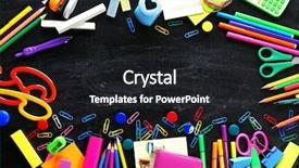  Presentation with border - Beautiful slides featuring school border - colourful stationery on black background backdrop and a dark gray colored foreground