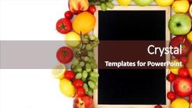  Presentation with school desk - Beautiful PPT layouts featuring school border - desk in big fruit pile backdrop and a tawny brown colored foreground