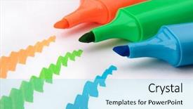  Presentation with chalk line set of grunge - PPT theme with school border - set of color highlighters background and a light blue colored foreground