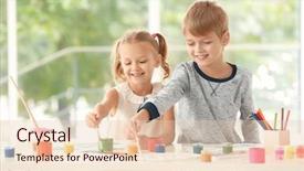  Presentation with children painting - Slide deck consisting of school boy - cute children painting pictures background and a lemonade colored foreground