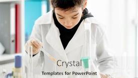  Presentation with chemical experiment - PPT theme featuring school-boy-doing-chemistry-experiment background and a light gray colored foreground