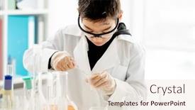  Presentation with chemical experiment - PPT theme with school-boy-doing-chemistry-experiment background and a lemonade colored foreground