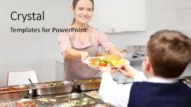  Presentation with school cafeteria - PPT theme enhanced with school boy in cafeteria background and a lemonade colored foreground