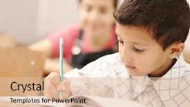  Presentation with writing - PPT layouts consisting of school boy is writing background and a lemonade colored foreground