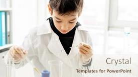  Presentation with elementary school - PPT theme enhanced with school-boy-measuring-components-during background and a lemonade colored foreground