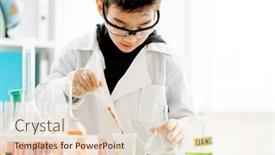  Presentation with chemical experiment - Presentation design enhanced with school-boy-wearing-protection-glasses background and a lemonade colored foreground