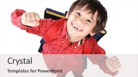  Presentation with backpack - Amazing presentation theme having school boy with backpack backdrop and a light gray colored foreground