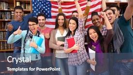  Presentation with african american college students - Presentation with school boys girls background presentation - group of happy students holding background and a ocean colored foreground