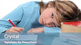  Presentation with school budget - Colorful theme enhanced with school budget - child doing homework backdrop and a teal colored foreground