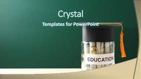  Presentation with education money - Audience pleasing slide deck consisting of school budget - glass jar with money backdrop and a ocean colored foreground