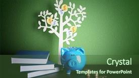  Presentation with piggy bank - PPT layouts featuring school budget - piggy bank with books coins background and a  colored foreground