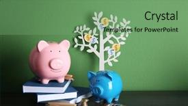  Presentation with school budget - Slide deck consisting of school budget - piggy banks with stationery background and a seafoam green colored foreground