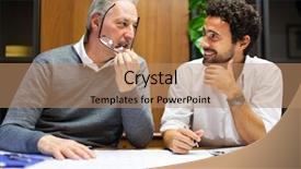  Presentation with school budget - Presentation theme with school budget - two employees at work background and a coral colored foreground