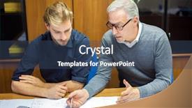  Presentation with school budget - Slide deck consisting of school budget - two employees at work background and a ocean colored foreground