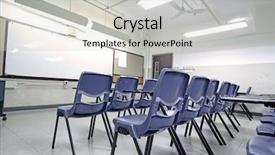  Presentation with school board - Amazing slide deck having school building - empty classroom with chair backdrop and a light gray colored foreground