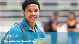 Presentation with college - Cool new slides with school building - male african college boy portrait backdrop and a teal colored foreground