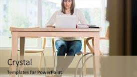  Presentation with university student internship - Cool new presentation theme with school building background - young university student using laptop backdrop and a  colored foreground